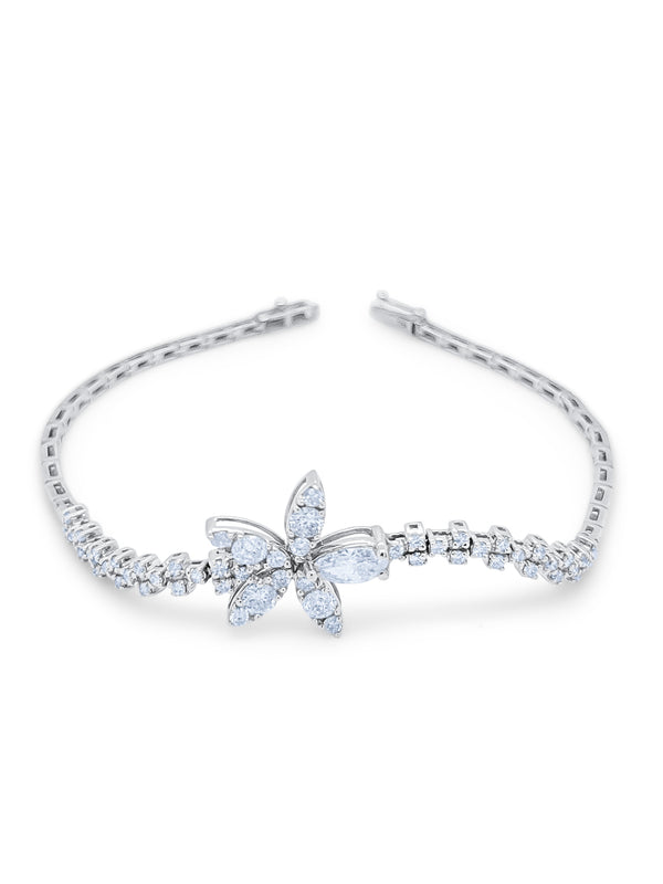 18k White Gold Diamond Marquise Cut Circle Link Tennis Bracelet 1.75c, .40c - LA DIAMOND