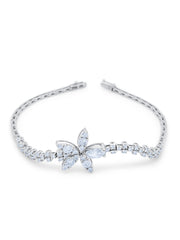 18k White Gold Diamond Marquise Cut Circle Link Tennis Bracelet 1.75c, .40c
