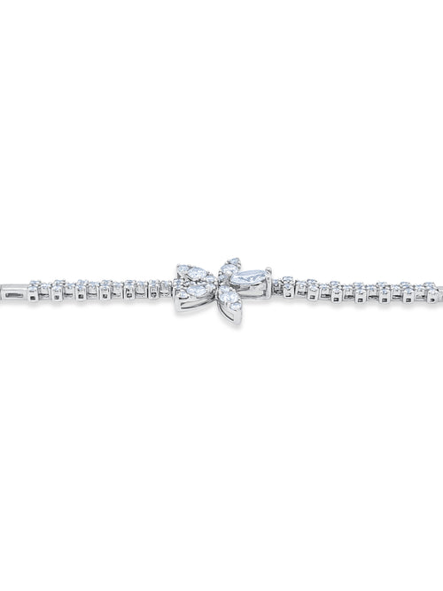18k White Gold Diamond Marquise Cut Circle Link Tennis Bracelet 1.75c, .40c - LA DIAMOND