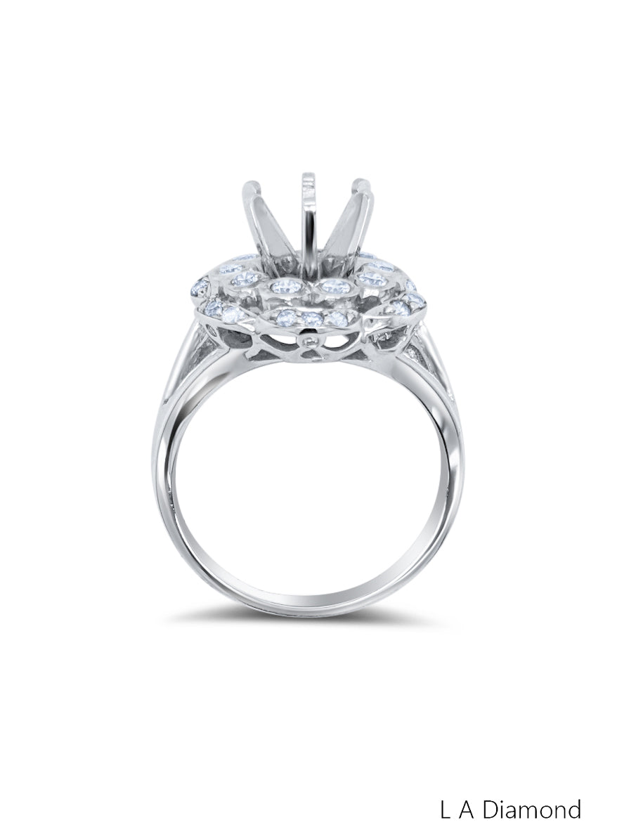 14K White Gold Semi-Mount Engagement Ring