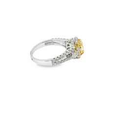 14k Yellow and White Gold Diamond Princess-Cut Crown Engagement Ring 1.01c - LA DIAMOND