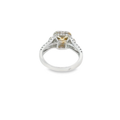 14k Yellow and White Gold Diamond Princess-Cut Crown Engagement Ring 1.01c - LA DIAMOND