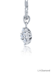 14k White Gold Diamond Round Cut Floral Shaped Solid Necklace Pendant 95c