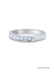14K White Gold Diamond  Radiant Cut Wedding Ring .75c