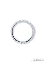 14K White Gold Diamond Round Cut Eternity Wedding Ring .71c