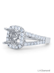 14k White Gold Diamond Round Cut Semi Mount Engagement Ring 1.01c