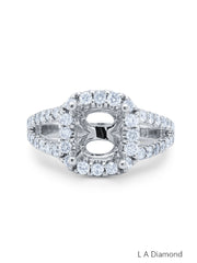 14k White Gold Diamond Round Cut Semi Mount Engagement Ring 1.01c
