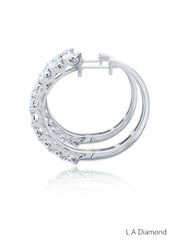 14k White Gold Hoop Diamond Earring - LA DIAMOND