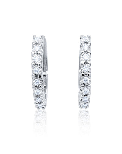 14k White Gold Diamond Round Cut Hoop Earring 1.20c