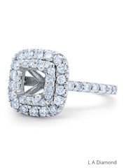 14k White Gold Diamond Cushion Cut Semi Mount Engagement Ring 1.20c