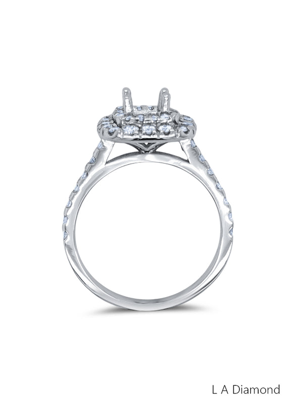 14K White Gold Cushion Cut Diamond Semi-Mount Engagement Ring (1.20 ct) - LA DIAMOND