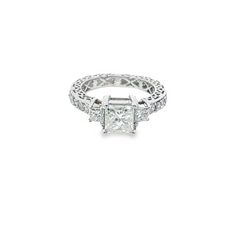 14k White Gold Diamond Princess Cut Infinity Engagement Ring 1.51c
