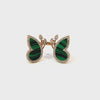 18K Rose Gold Diamond & Emerald Butterfly Marquise-Cut Ring (0.89 ct)