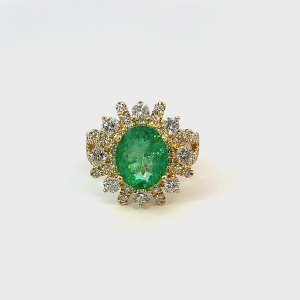 14K Yellow Gold Diamond & Emerald Ring (3.62 ct)