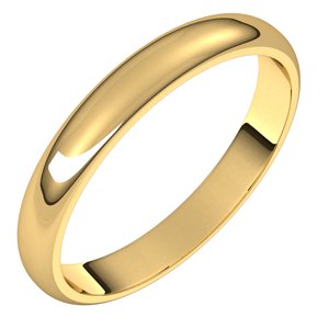 14K Solid Gold Half Round Band