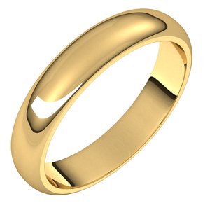 14K Solid Gold Half Round Band