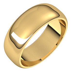 14K Solid Gold Half Round Band