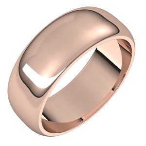 14K Solid Gold Half Round Band