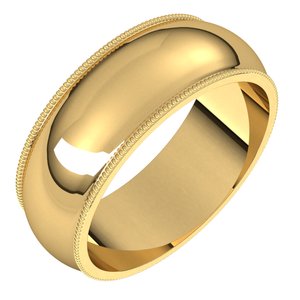14K Solid Gold Milgrain Wedding Band