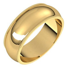 14K Solid Gold Milgrain Wedding Band