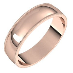 14K Solid Gold Milgrain Wedding Band