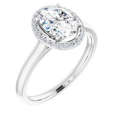 14K Solid Oval 1 CTW Natural Diamond Engagement Ring