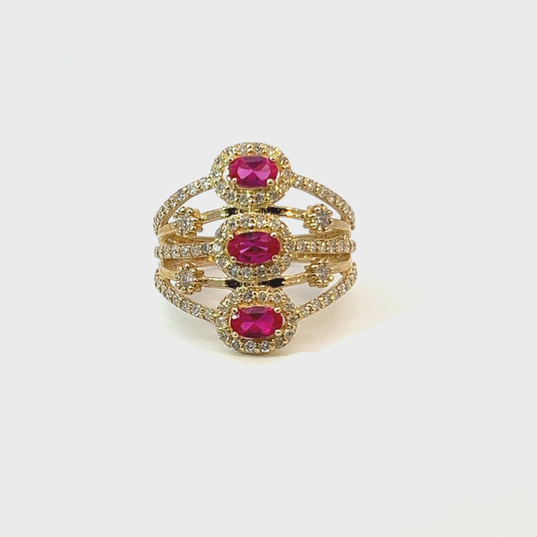 14K Yellow Gold Diamond & Ruby Ring (0.87 ct + 2.00 ct)