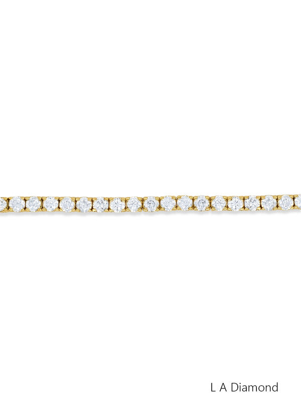 14k Yellow Gold Diamond Round Cut Tennis Bracelet 8.90c - LA DIAMOND