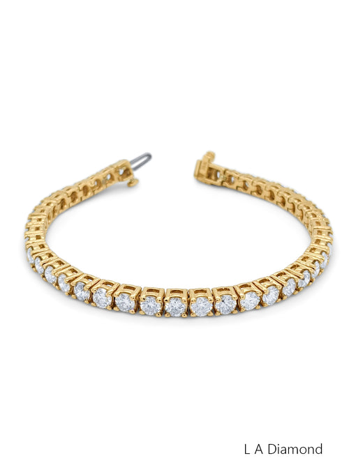 14k Yellow Gold Diamond Round Cut Tennis Bracelet 8.90c - LA DIAMOND