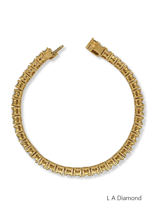 14k Yellow Gold Diamond Round Cut Tennis Bracelet 8.90c - LA DIAMOND