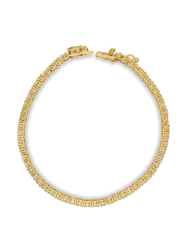 14k Yellow Gold Diamond Round Cut Infinity Tennis Bracelet 7c - LA DIAMOND