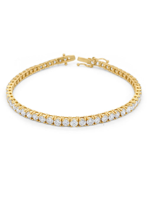 14k Yellow Gold Diamond Round Cut Infinity Tennis Bracelet 7c - LA DIAMOND