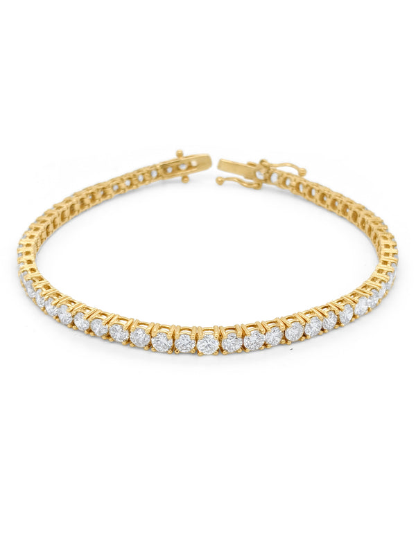 14k Yellow Gold Diamond Round Cut Infinity Tennis Bracelet 7c - LA DIAMOND