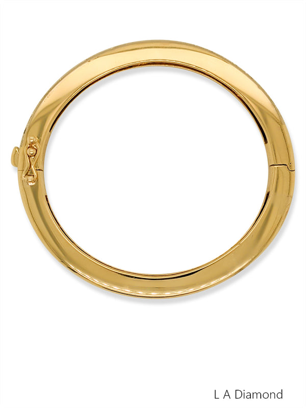 18k Yellow Gold Diamond Round Cut Hinged Bangle Bracelet 2c - LA DIAMOND