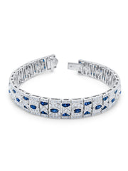 14k White Gold Diamond Bracelet with Sapphire - LA DIAMOND