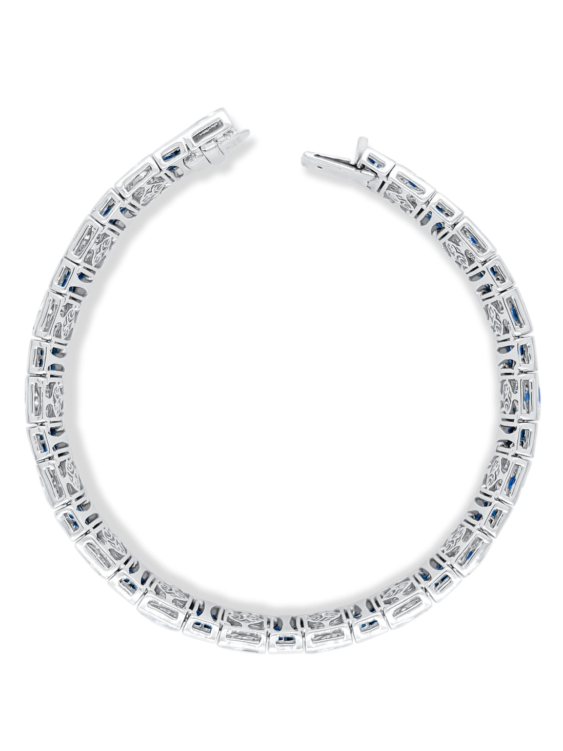 14k White Gold Diamond Bracelet with Sapphire - LA DIAMOND