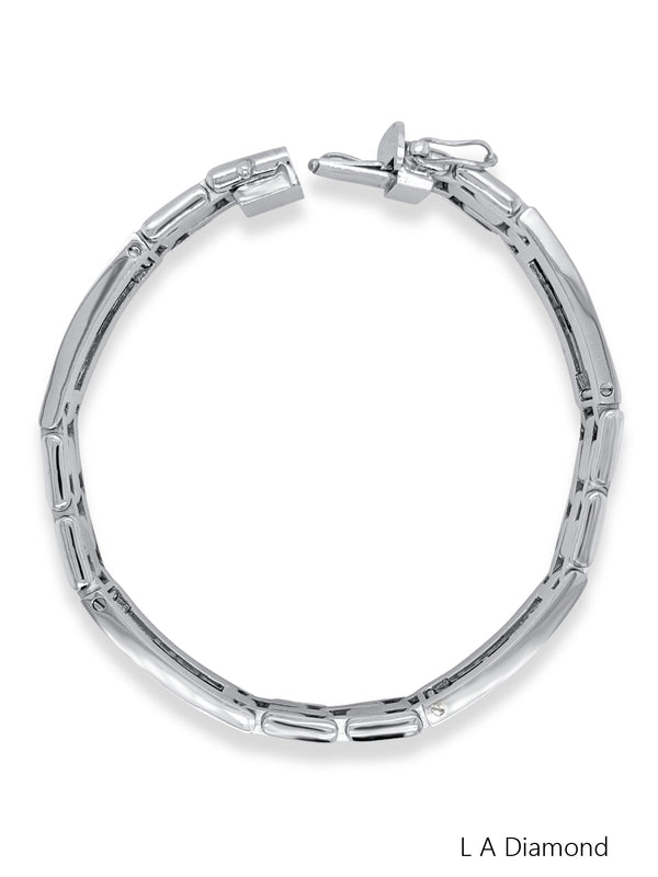 14k White Gold Diamond Round Cut Hinged Bracelet 2.10c - LA DIAMOND