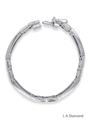 14k White Gold Diamond Round Cut Hinged Bracelet 2.10c