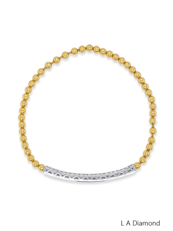 18K Yellow Gold Diamond Round Cut Tennis Bracelet .79c - LA DIAMOND