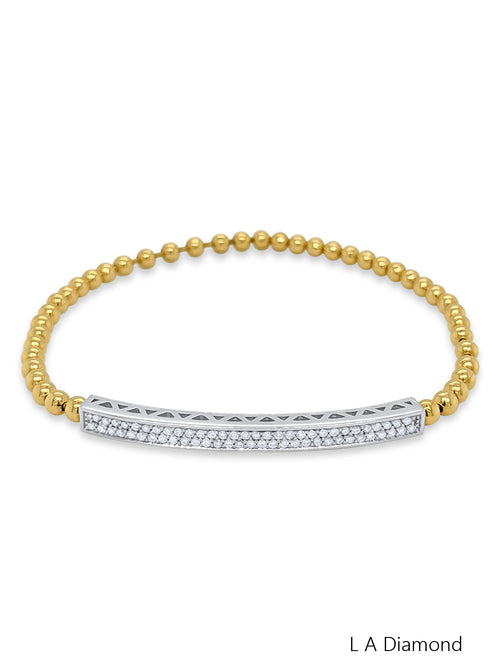 18K Yellow Gold Diamond Round Cut Tennis Bracelet .79c - LA DIAMOND