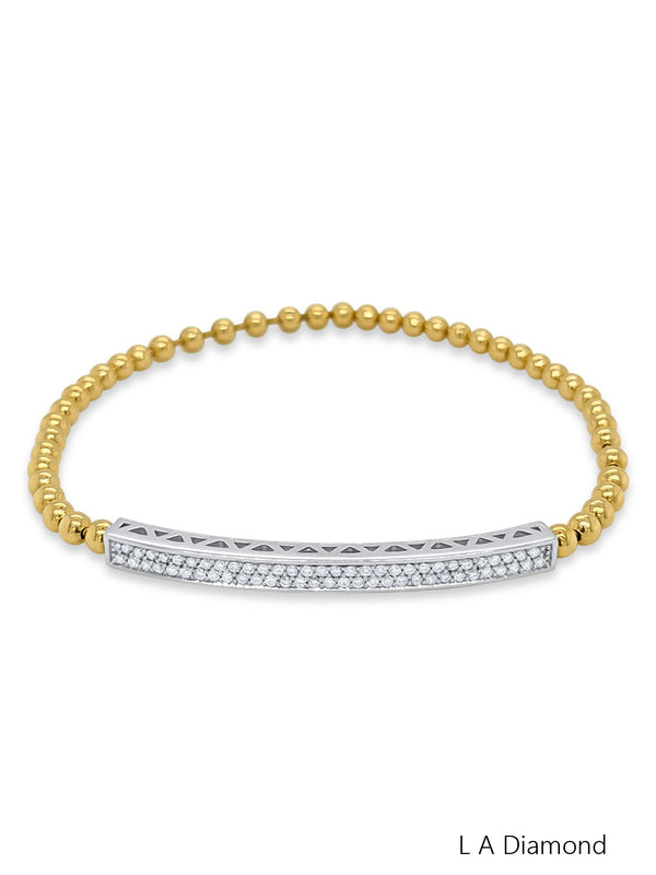 18K Yellow Gold Diamond Round Cut Tennis Bracelet .79c - LA DIAMOND