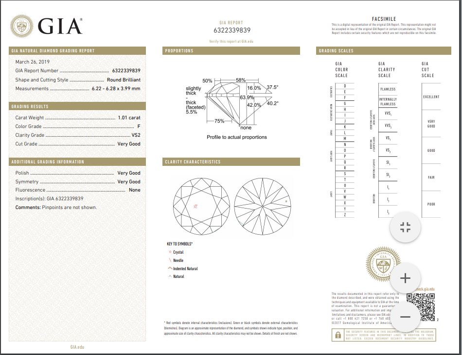 Round Brilliant Diamond 1.01 CT with GIA Certificate - LA DIAMOND