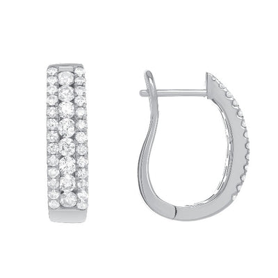 1 CT. T.W. Diamond Triple Row Hoop Earrings in 14K White Gold