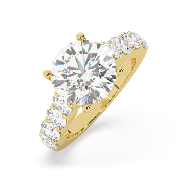 14K White Gold Diamond Brilliant Round Cut Engagement Ring (3.01 ct) - LA DIAMOND