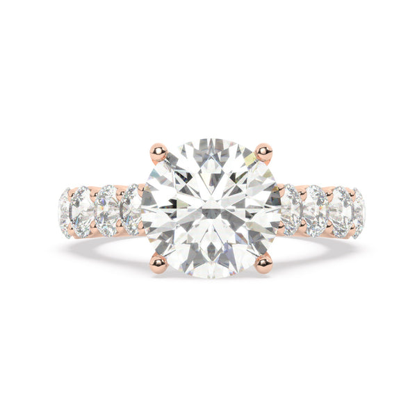 14K White Gold Diamond Brilliant Round Cut Engagement Ring (3.01 ct) - LA DIAMOND