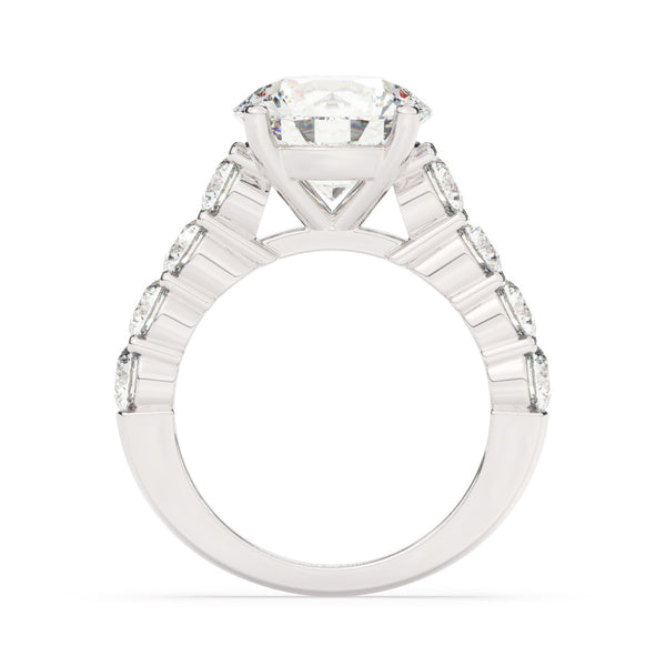 14K White Gold Diamond Brilliant Round Cut Engagement Ring (3.01 ct) - LA DIAMOND