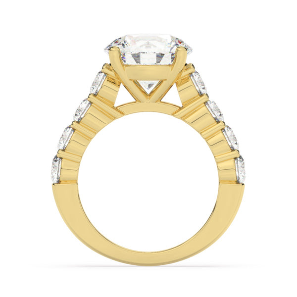 14K White Gold Diamond Brilliant Round Cut Engagement Ring (3.01 ct) - LA DIAMOND