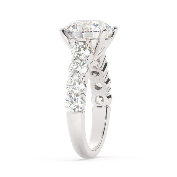 14K White Gold Diamond Brilliant Round Cut Engagement Ring (3.01 ct) - LA DIAMOND