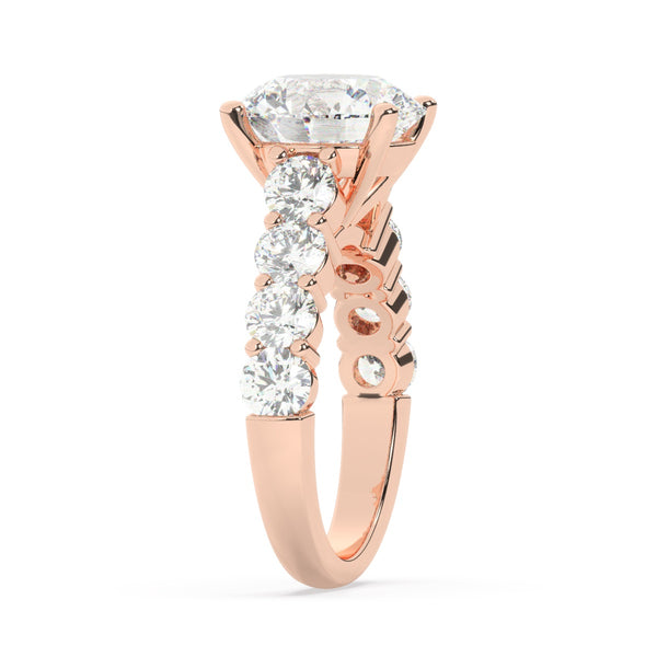 14K White Gold Diamond Brilliant Round Cut Engagement Ring (3.01 ct) - LA DIAMOND