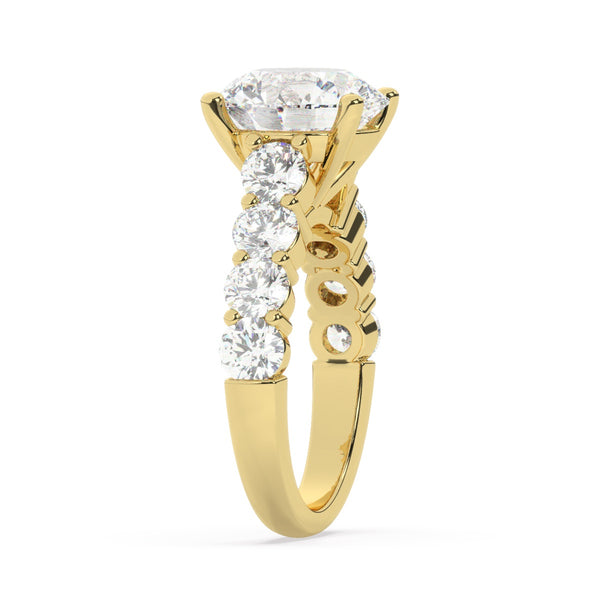 14K White Gold Diamond Brilliant Round Cut Engagement Ring (3.01 ct) - LA DIAMOND